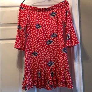 TOPSHOP Off-Shoulder Mid-thigh Floral Dress sz 4